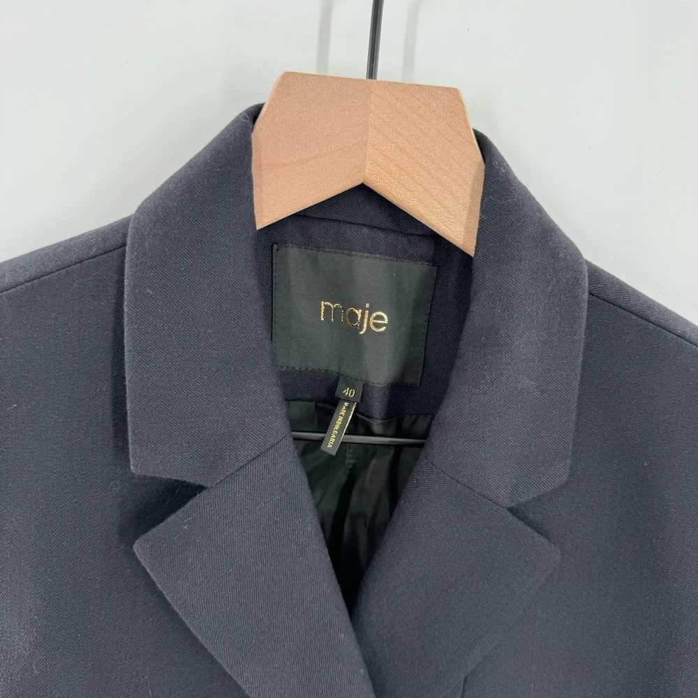 Maje Wool Zipper Biker Moto Blazer Jacket Size EU 40 - Picture 4 of 7